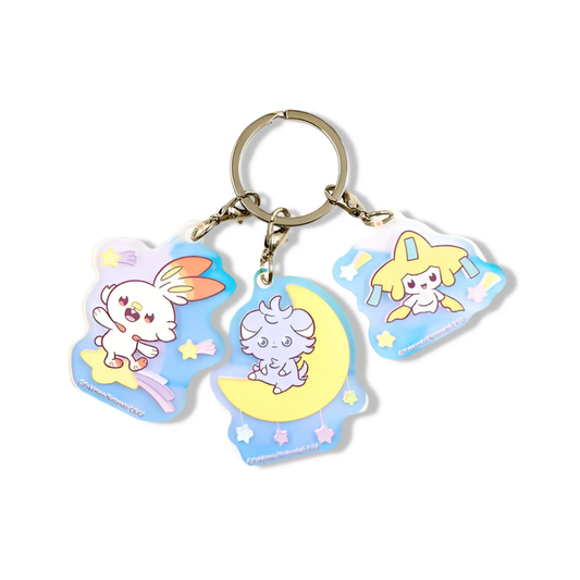 Porte-clés - Starry Night avec 3 charms - Flambino, Psitigri et Jirachi Omikuji