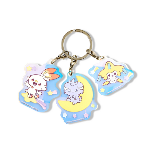 Porte-clés - Starry Night avec 3 charms - Flambino, Psitigri et Jirachi