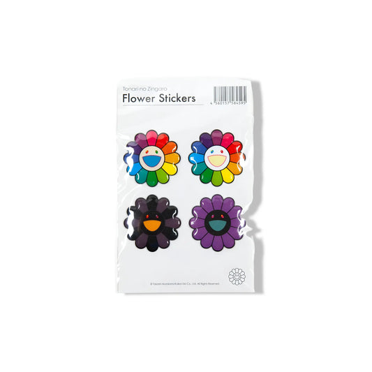 Takashi Murakami -  Bubblingly Sticker  -  4 Fleurs (arc - en - ciel, noir, violet) Takashi Murakami